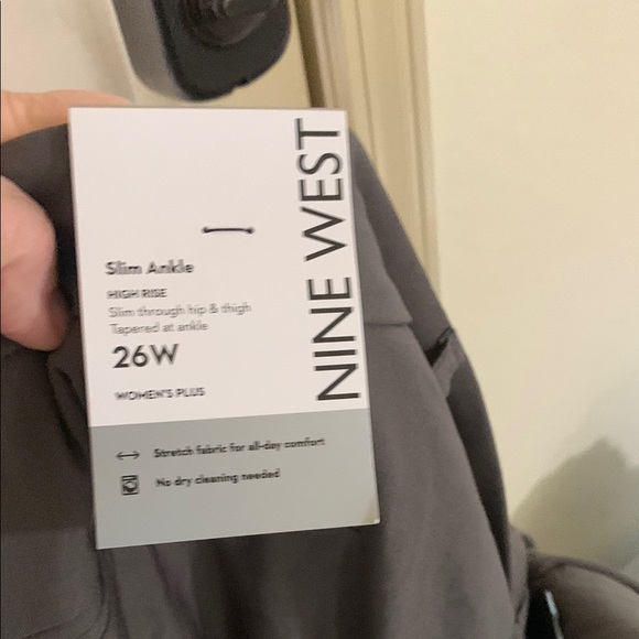 NWT Gray Slim Ankle High Rise Trousers Dress Pants Nine West Plus Size 26W - Picture 3 of 4